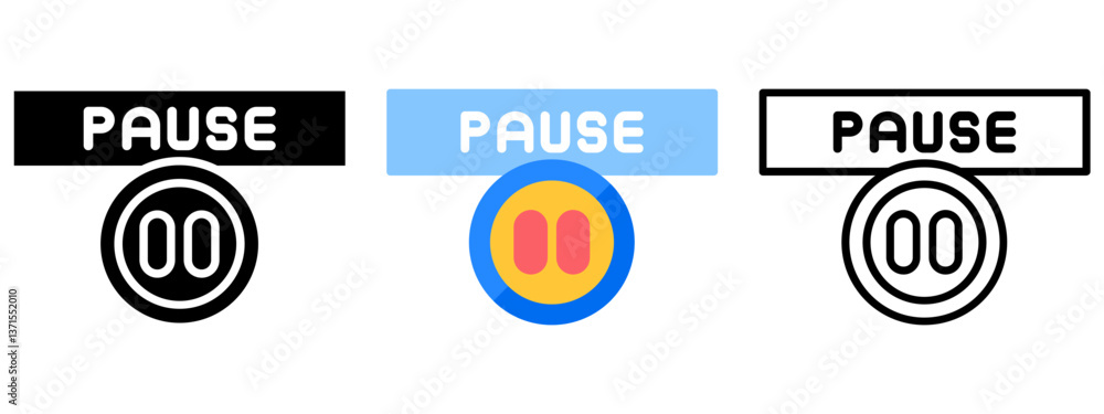 Pause Web Interface Button Icon, Collection of Line, Glyph and Flat, Line, Glyph, Flat, Set of Line Glyph and Flat Icon Pause Web Interface Button Icon, Collection of Line, Glyph and Flat, Line, Glyph, Flat, Set of Line Glyph and Flat Icon