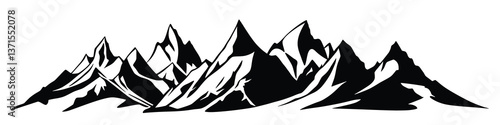 Silhouette mountain range isolated on white background, vector design