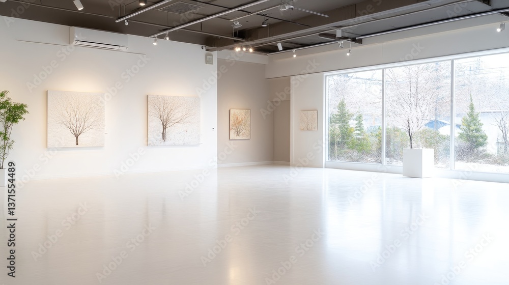 Fototapeta premium Modern gallery interior with art displays