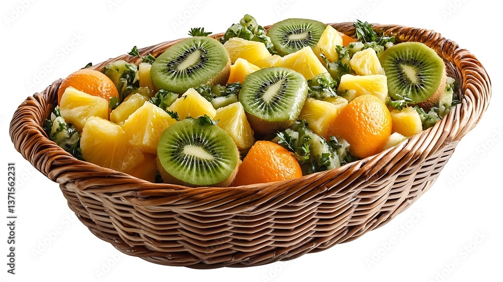 A wicker basket holds ripe red apples and a green pear, a sweet and healthy fruit assortment A wicker basket holds ripe red apples and a green pear, a sweet and healthy fruit assortment