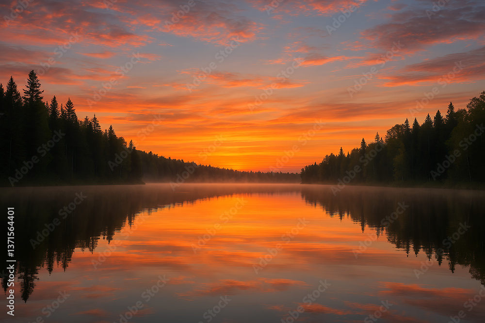 Obraz premium sunset on the lake