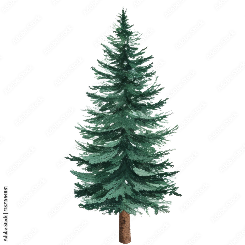 Fototapeta premium Watercolor Evergreen Tree