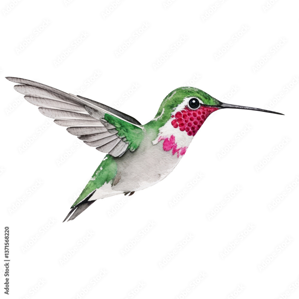 Obraz premium Watercolor Hummingbird in Flight