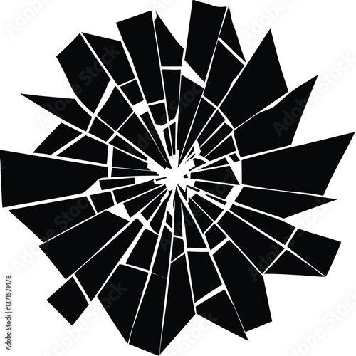 shattered glass effect silhouette vector