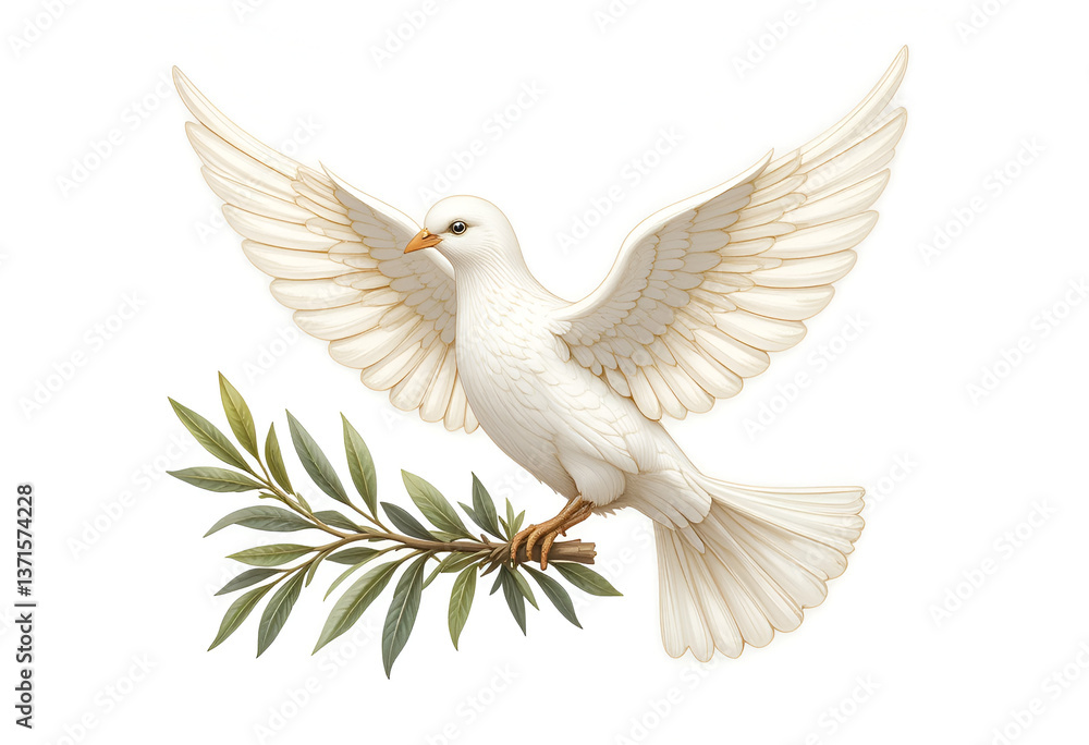 Fototapeta premium The Majestic White Dove Spreading Its Wings in a Symbol of Peace and Harmony