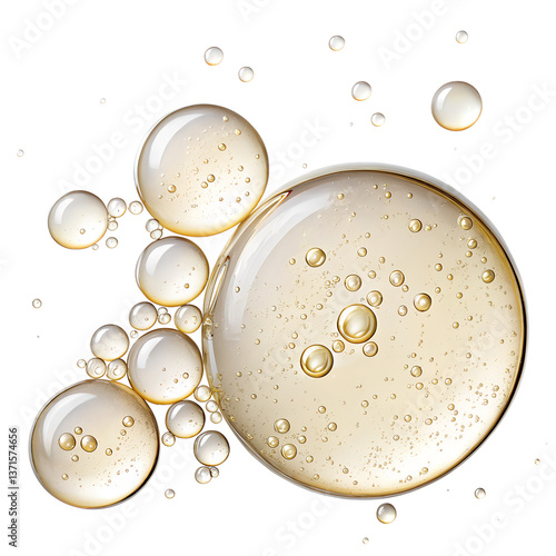Serum or Liquid gel moisturizer with bubbles isolated on transparent background Generative Ai.
