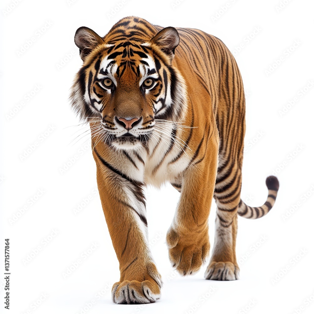 Fototapeta premium Majestic Tiger Walking Gracefully in Striking Natural Pose