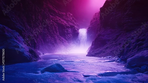 Wallpaper Mural Enchanting Waterfall Surrounded by Mystical Purple Landscape Torontodigital.ca