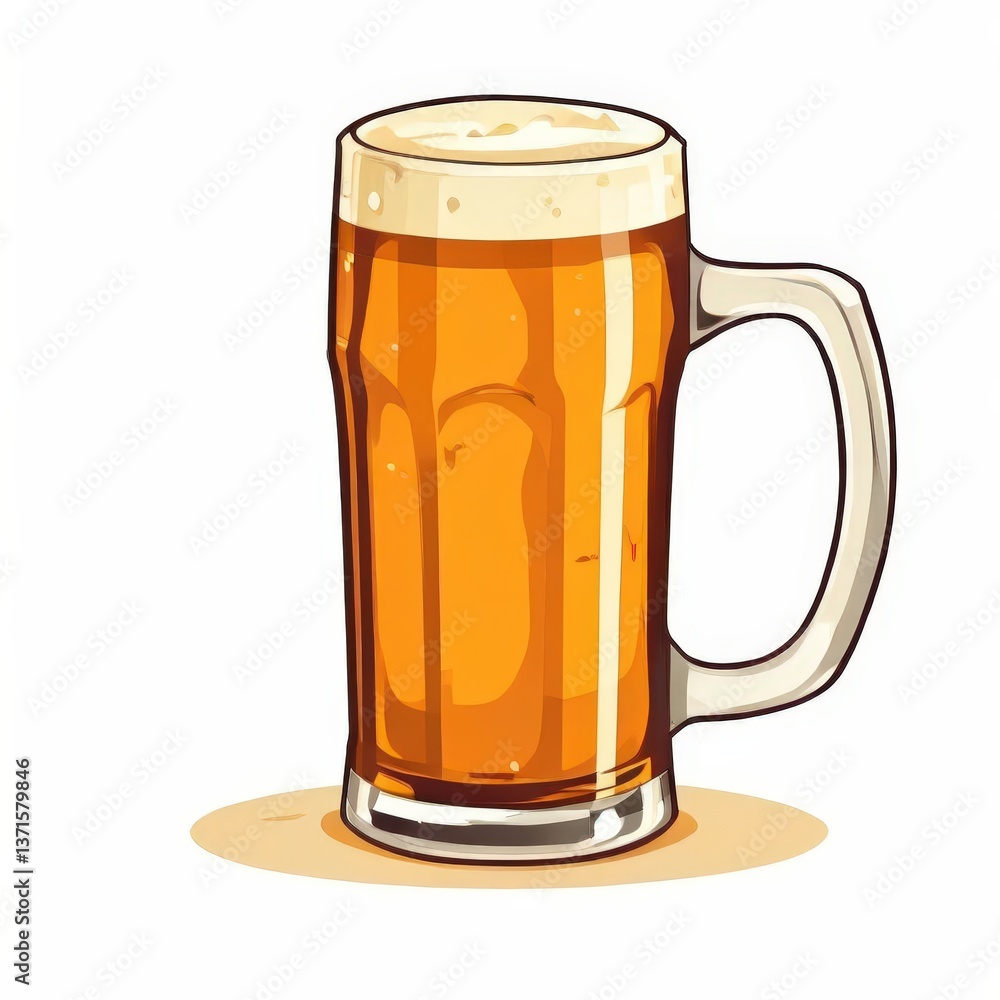 an AI Image Generator, Illustration of a Beer Mug with Frothy Amber Ale an AI Image Generator, Illustration of a Beer Mug with Frothy Amber Ale