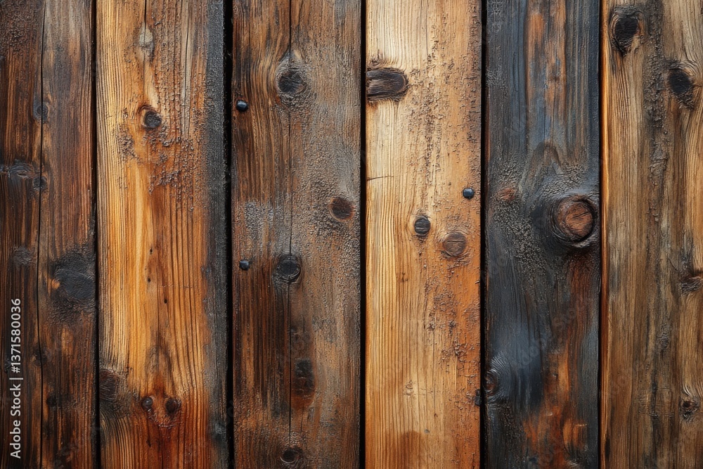 Old weathered vertical wooden boards with varying shades of brown and texture Old weathered vertical wooden boards with varying shades of brown and texture