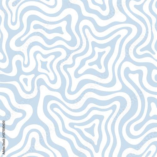 Abstract seamless pattern with wavy lines. Groovy vintage psychedelic vector background. Quirky retro allover print for fabric, clothes, package design