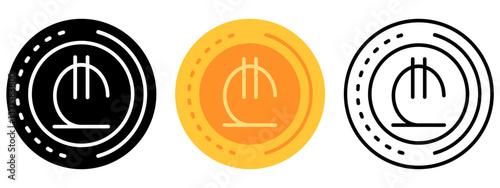 Lari Currency Coin Icon, Currency coin Collection of Line, Glyph and Flat, Set of Country Currency Coin