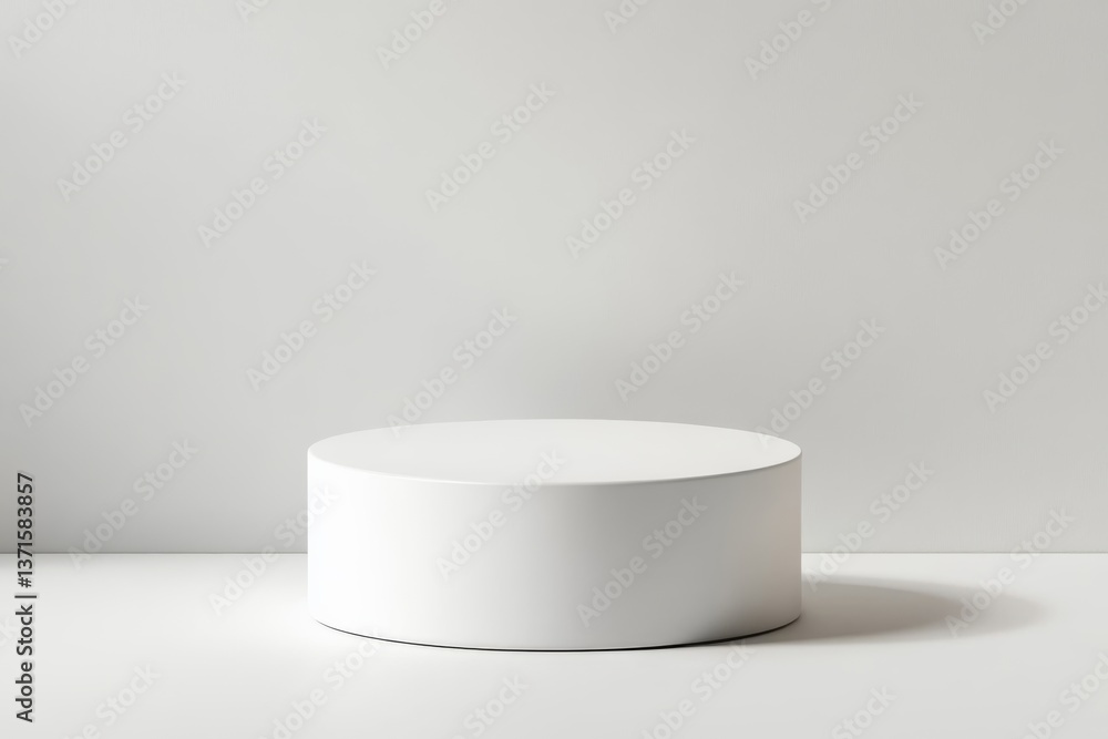 Minimalist White Cylindrical Product Display Platform on Bright Background Minimalist White Cylindrical Product Display Platform on Bright Background