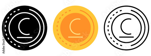Som Currency Coin Icon, Currency coin Collection of Line, Glyph and Flat, Set of Country Currency Coin