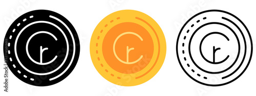 Cruzeiro Currency Coin Icon, Currency coin Collection of Line, Glyph and Flat, Set of Country Currency Coin