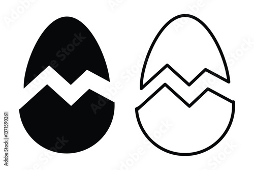 Broken egg Icon Set. Egg icon Broken set eggs sign. Outline vector element. Black line style. Broken egg Icon. Lineal Style Broken egg Outline Icon. broken eggs icon abstract symbol. 