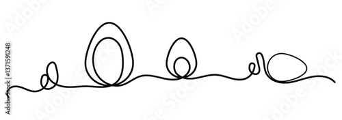 Easter bunny rabbit with Liner egg one continuous line vector. Funny spring holiday symbol, Easter egg hunt concept. Happy Easter liner with easter eggs. Illustration vector. Beautiful Easter eggs. 