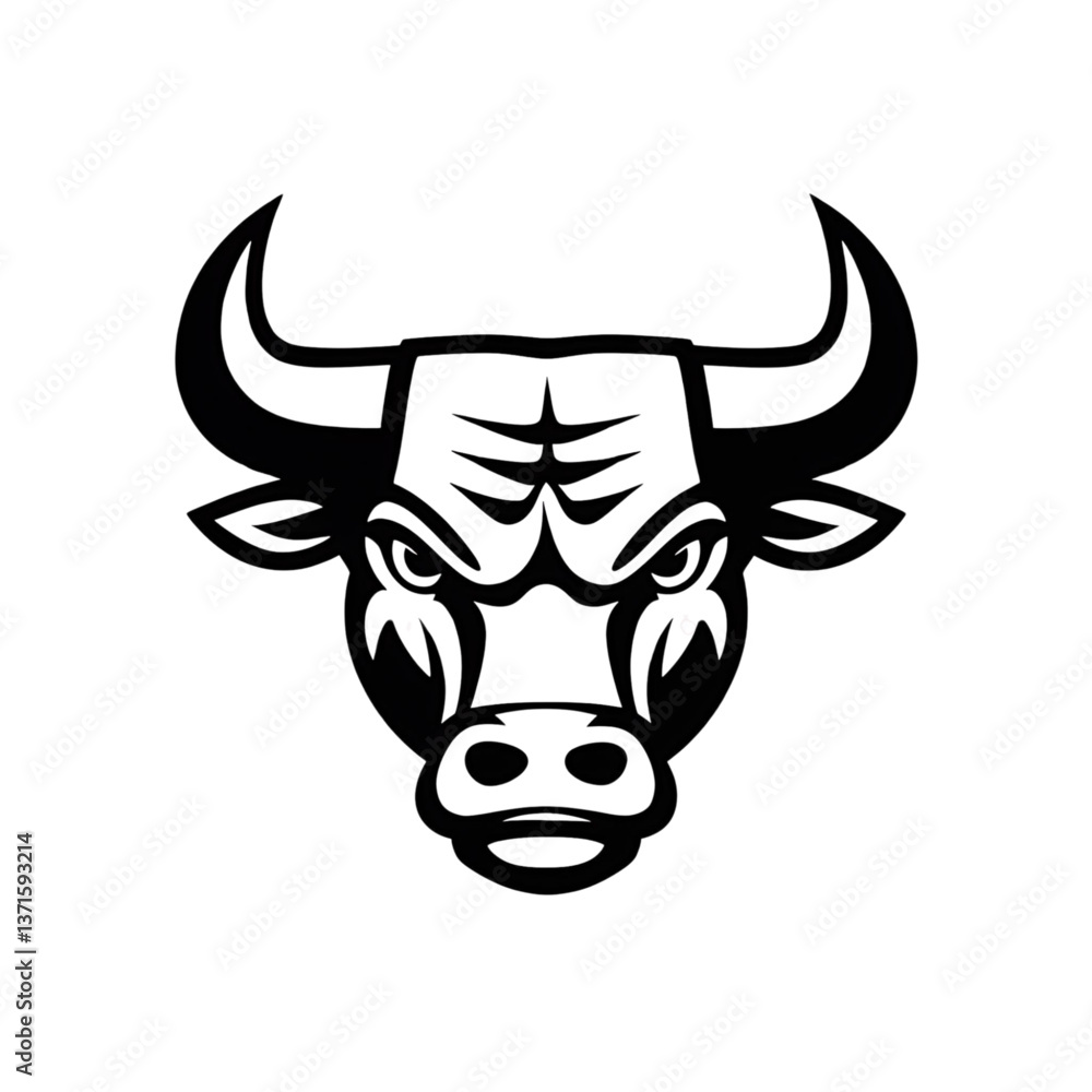 Bull Head Icon - Aggressive Wild Animal Mascot Logo Design