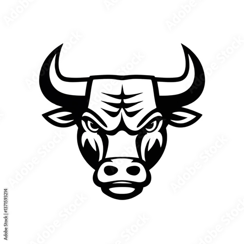Obraz na płótnie Bull Head Icon - Aggressive Wild Animal Mascot Logo Design w salonie