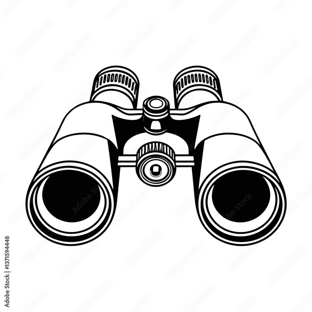 Binoculars Icon - Optical Lens Line Art for Exploration & Vision