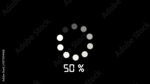 Circular Loading Animation with Percentage on Black Background