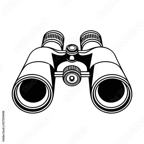 Obraz na płótnie Binoculars Icon - Optical Lens Line Art for Exploration & Vision w salonie