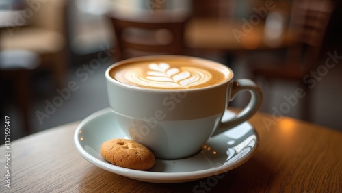 Coffee Latte on a Table. Cafe Background