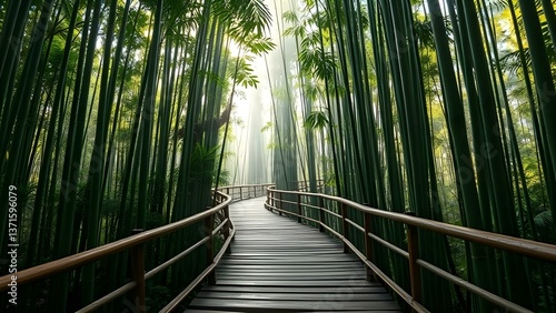 Bamboo walkway in the tropical forest