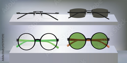 Modern eyeglass on 3d stage