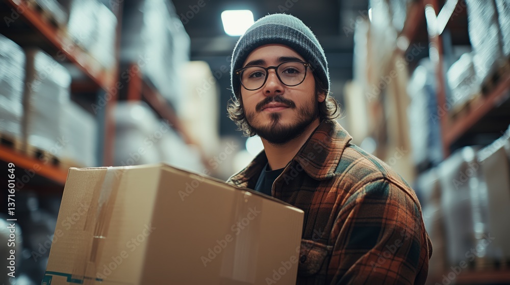 Warehouse Worker Holding a Cardboard Box Warehouse Worker Holding a Cardboard Box