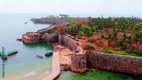 Aerial View Travelers Strolling Beside Moored Vessels