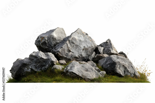 Isolated Rocks Formation On White Background Photo Realistic