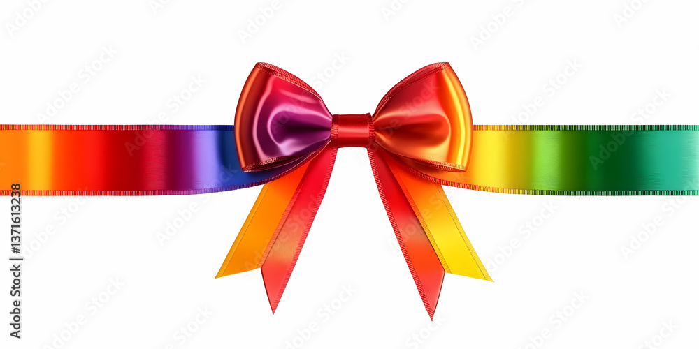 Photo of a Colorful Ribbon Bow with a White Background Photo of a Colorful Ribbon Bow with a White Background