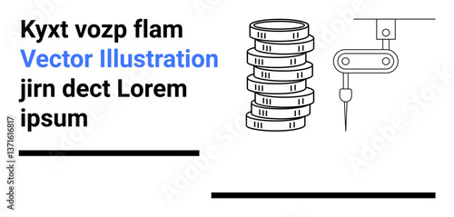Robotic arm operating near stacked coins, symbolizing automation, finance, tech innovation. Ideal for fintech, automation, robotics, savings, investment digital economy simple landing page