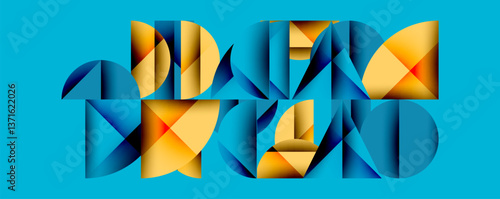 Minimal geometric abstract background. Circle square and triangle design