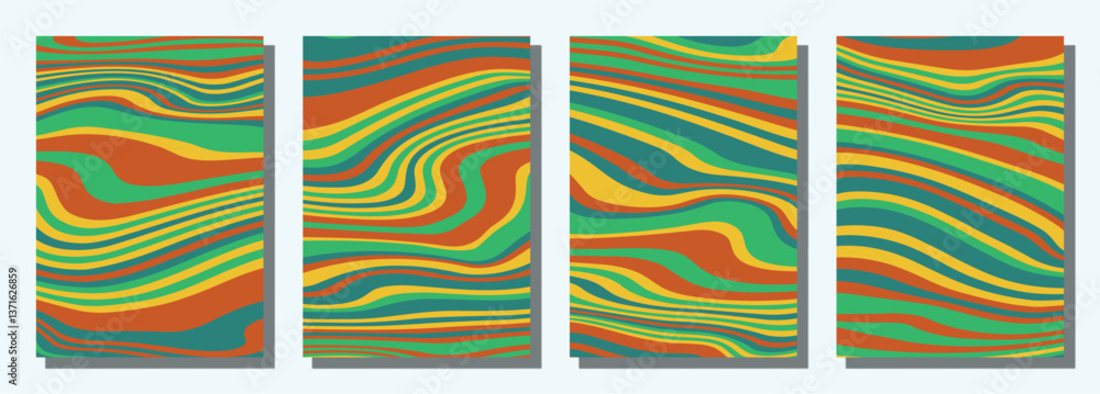 Obraz premium Abstract psychedelic groovy set background.