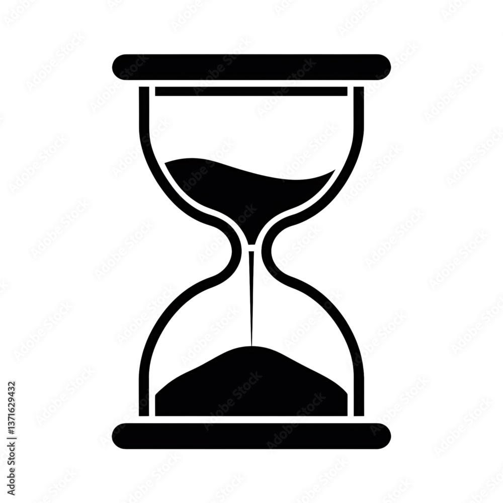 Hourglass Silhouette Icon - Time, Countdown, Sand Timer Symbol