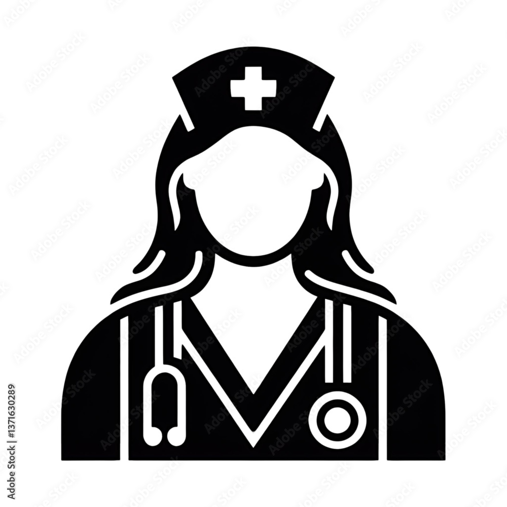 Medical Nurse Icon - Healthcare Symbol, Doctor Illustration