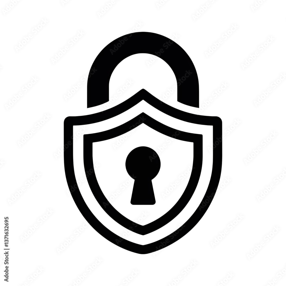 Secure Lock Icon - Privacy Protection, Cybersecurity Symbol