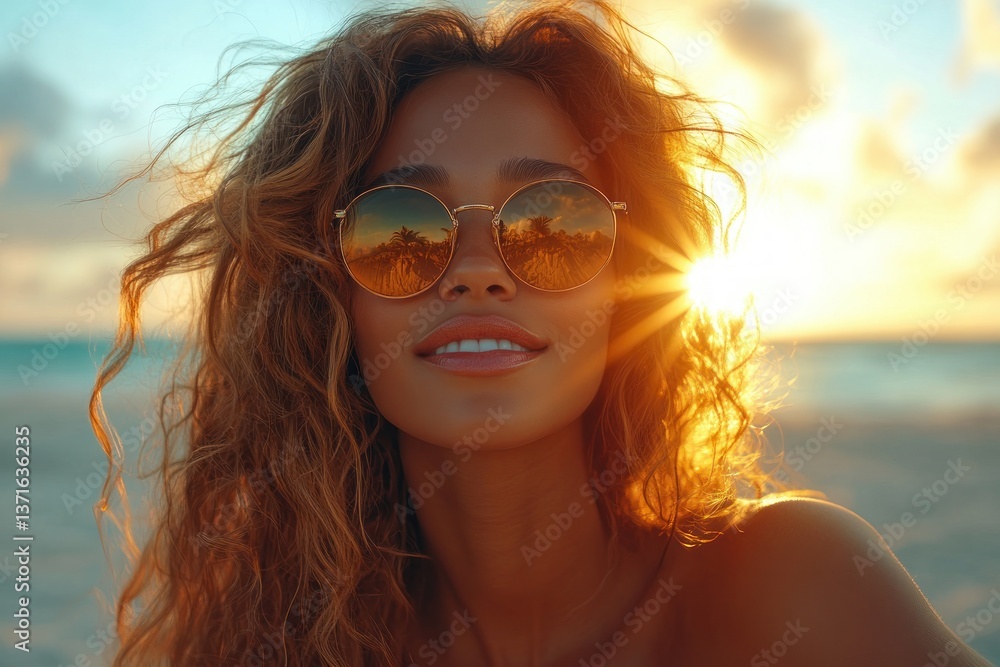 Beautiful woman in luxurious convertible car during golden hour Beautiful woman in luxurious convertible car during golden hour
