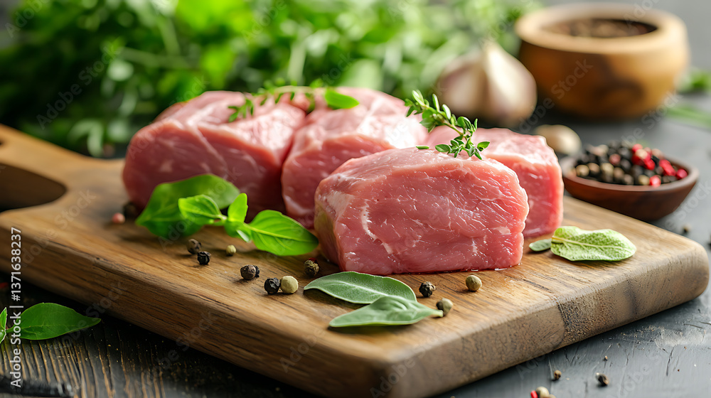 Sizzling pork cuts preparation kitchen food photography rustic close-up culinary artistry Sizzling pork cuts preparation kitchen food photography rustic close-up culinary artistry