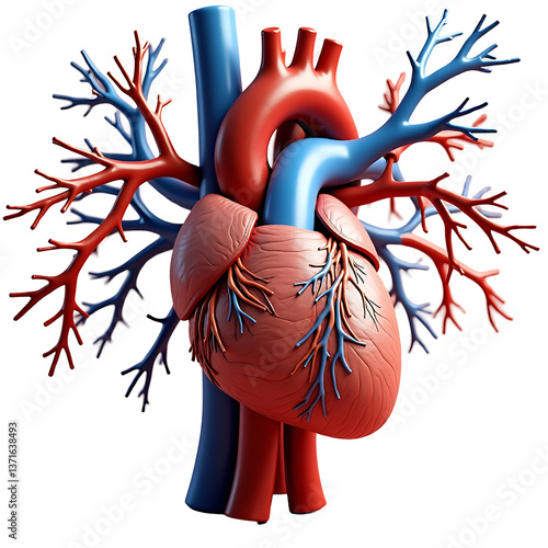Isolated 3D Human Heart with Arteries and Veins