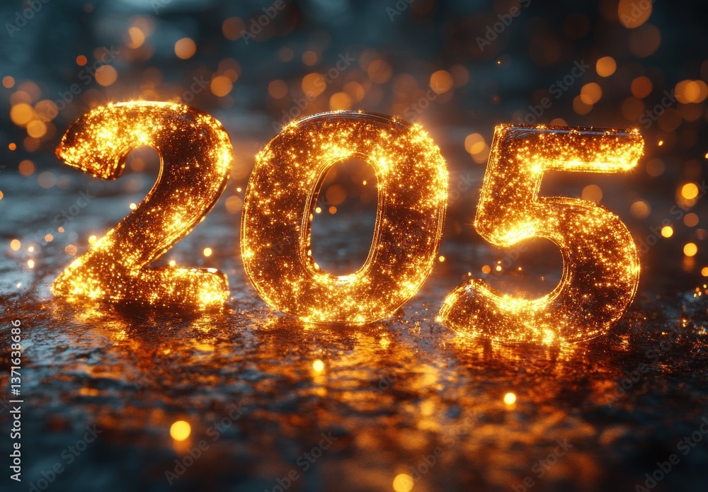 Gold 2025 New Year Celebration Date on Festive Background with Sparkles and Light Shiny Icon Gold 2025 New Year Celebration Date on Festive Background with Sparkles and Light Shiny Icon