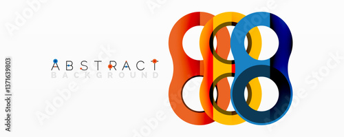 Abstract geometric pattern with interlocking circular and tubular shapes featuring smooth gradients, sharp contrasts, and dynamic layering