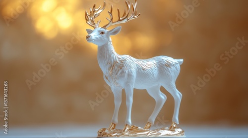 Adorable Christmas Reindeer Figurine Standing in front of Empty Background