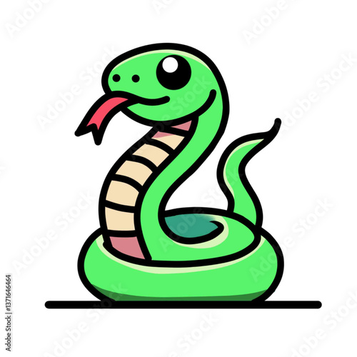 Vector illustration of a snake with a coiled body and expressive features.