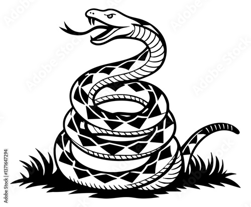 Don't Tread On Me Snake 1776 USA American Independence Logo Sign Graphic Silhouette Shape Clipart Digital Art Illustration