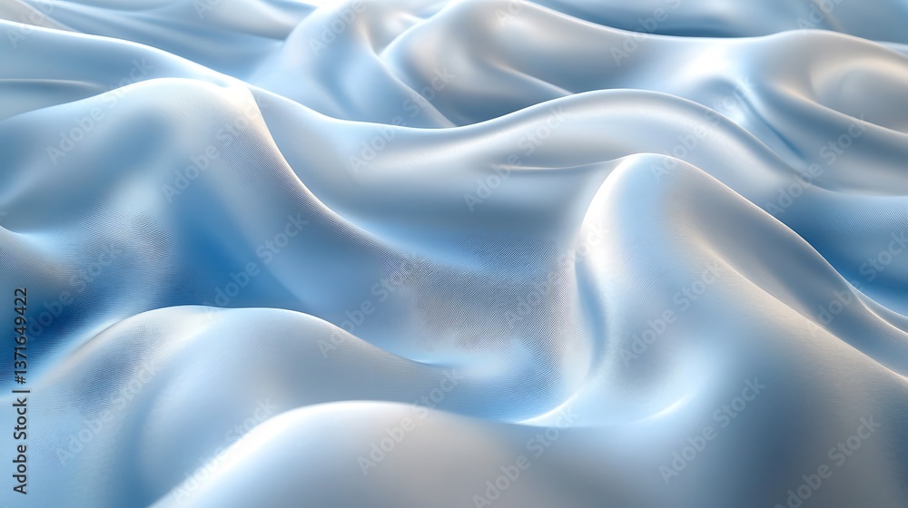 Fototapeta premium A serene silky background in icy blue and white, with gentle waves and a frosted glass effect,