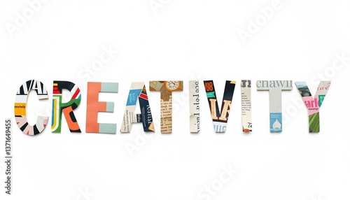 Collage Typography Creativity Banner, Artistic Expression Inspiration Graphic
