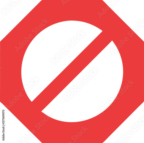 Red stop sign symbol, widely recognized as a warning or prohibition, perfect for cautionary and safety-related designs